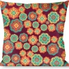 Buckle-Down Throw Pillow - Boho Mandala Burgundy/Yellow/Turquoise/Orange