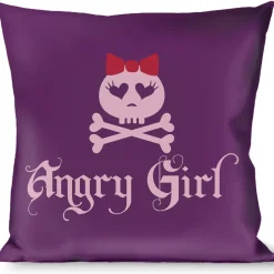 Buckle-Down Throw Pillow - Angry Girl Purple/Pink