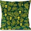 Buckle-Down Throw Pillow - Bandana/Skulls Green/Gold