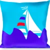 Buckle-Down Throw Pillow - Boats on the Water