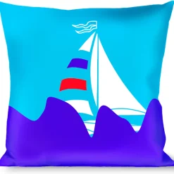 Buckle-Down Throw Pillow - Boats on the Water