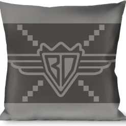 Buckle-Down Throw Pillow - BD Monogram2 Grays