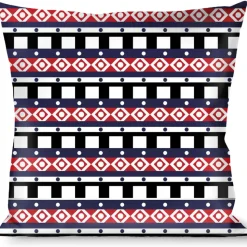 Buckle-Down Throw Pillow - Aztec13 White/Navy/Red/Black