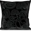 Buckle-Down Throw Pillow - Bandana/Skulls Black/Silver