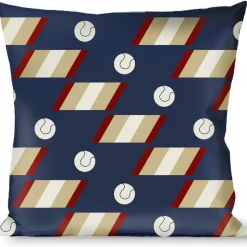 Buckle-Down Throw Pillow - Ball/Stripes Tan/Blue/Burgundy