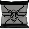 Buckle-Down Throw Pillow - BD Monogram2 Gray/Black