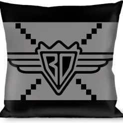 Buckle-Down Throw Pillow - BD Monogram2 Gray/Black