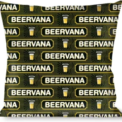 Buckle-Down Throw Pillow - Beer Pint/BEERVANA Rays/Waves Black/Olive
