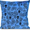 Buckle-Down Throw Pillow - Bandana/Skulls Baby Blue/Black