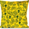 Buckle-Down Throw Pillow - Bandana/Skulls Gold/Green