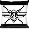 Buckle-Down Throw Pillow - BD Monogram2 White/Black