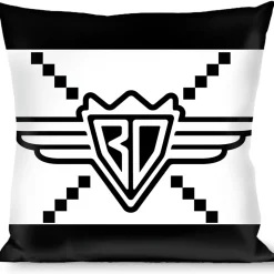Buckle-Down Throw Pillow - BD Monogram2 White/Black