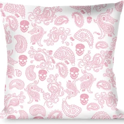 Buckle-Down Throw Pillow - Bandana/Skulls White/Pink