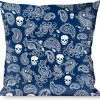Buckle-Down Throw Pillow - Bandana/Skulls Royal/White