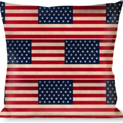 Buckle-Down Throw Pillow - American Flag Weathered Color Repeat