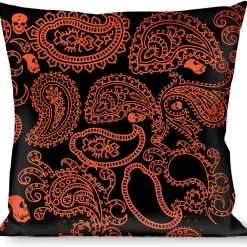 Buckle-Down Throw Pillow - Bandana/Skulls Black/Orange