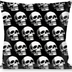 Buckle-Down Throw Pillow - 3-D Skulls Repeat Black/Grays/White