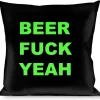 Buckle-Down Throw Pillow - BEER FUCK YEAH Black/Neon Green
