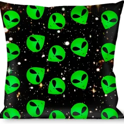 Buckle-Down Throw Pillow - Aliens Head Scattered Galaxy2/Green/Black
