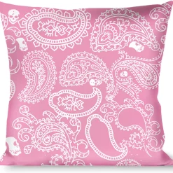 Buckle-Down Throw Pillow - Bandana/Skulls Pink/White