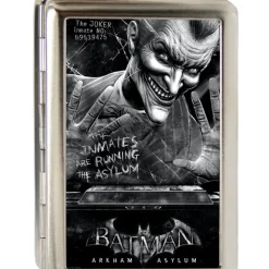 Business Card Holder - LARGE - BATMAN ARKHAM ASYLUM Joker Pose Brushed Silver