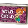 Business Card Holder - LARGE - Pebbles Winking Pose WILD CHILD FCG Pink Black White
