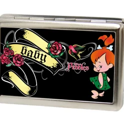 Business Card Holder - LARGE - PEBBLES BABY Tattoo Banner Pose3 FCG Black