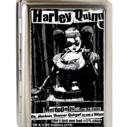 Business Card Holder - LARGE - HARLEY QUINN Pose METROPOLIS WILL NEVER BE THE SAME FCG Black Grays White