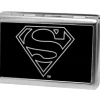 Business Card Holder - LARGE - Superman Logo Outline Reverse Brushed