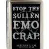 Business Card Holder - LARGE - STOP THE SULLEN EMO CRAP Pentagram Reverse Brushed