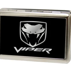 Business Card Holder - LARGE - Dodge Viper Logo FCG Black Silver