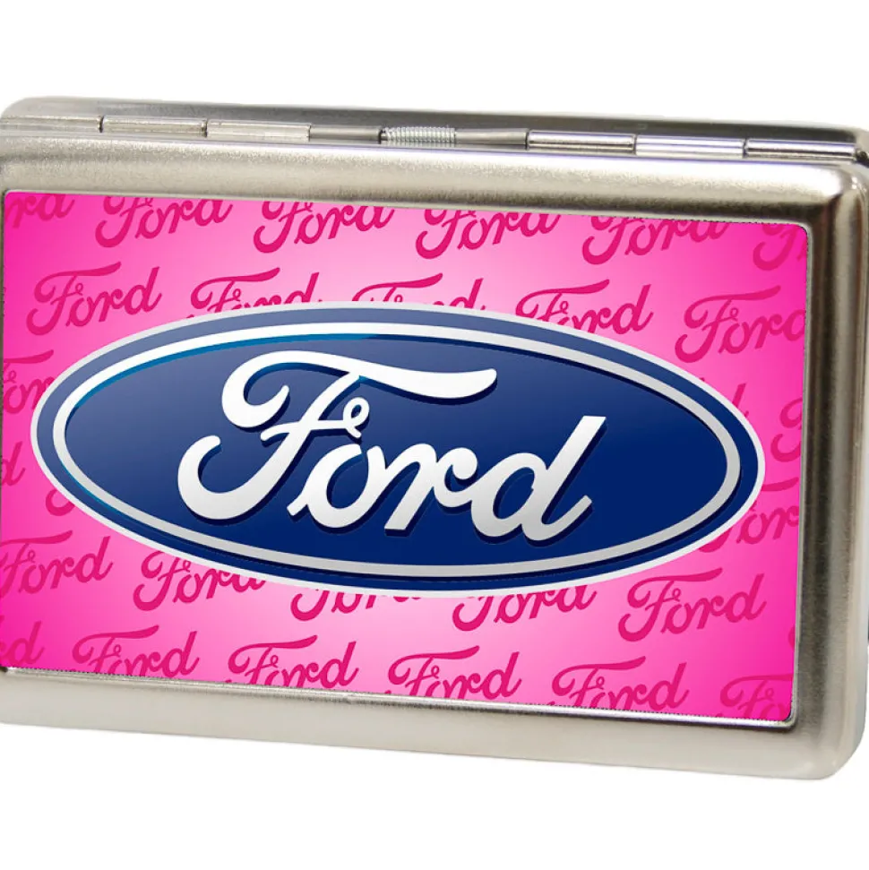 Business Card Holder - LARGE - Ford Oval w Text FCG Pink
