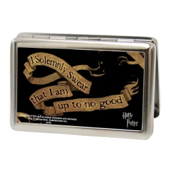 Business Card Holder - LARGE - Harry Potter I SOLEMNLY SWEAR THAT I AM UP TO NO GOOD Banner FCG Black Tan