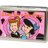 Business Card Holder - LARGE - Wilma & Betty SHOP TIL YOU DROP Heart FCG Pink