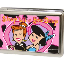 Business Card Holder - LARGE - Wilma & Betty SHOP TIL YOU DROP Heart FCG Pink