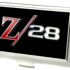 Business Card Holder - SMALL - 1969 Camaro Z 28 Emblem FCG Black Silvers Red
