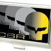 Business Card Holder - SMALL - C6 Racing w Skull Repeat FCG Black Yellow Silver