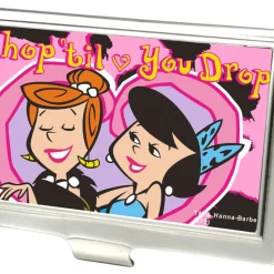 Business Card Holder - SMALL - Wilma & Betty SHOP TIL YOU DROP Heart FCG Pink