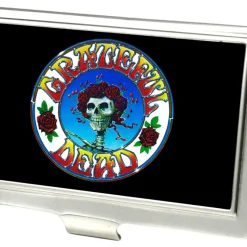 Business Card Holder - SMALL - Skull & Roses Circle FCG Black Color