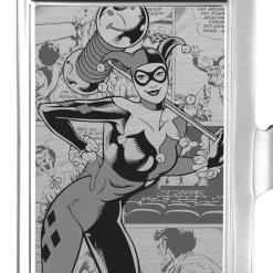 Business Card Holder - SMALL - HARLEY QUINN Pose Comic Book Scenes Brushed Silver