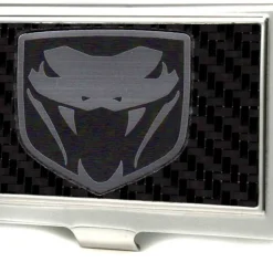 Business Card Holder - SMALL - Dodge Viper Marquetry Carbon Fiber Metal