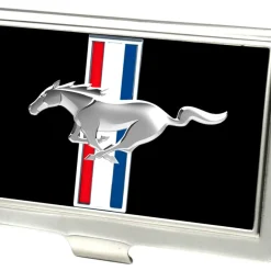 Business Card Holder - SMALL - Ford Mustang w Bars Logo CENTERED FCG Black