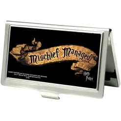 Business Card Holder - SMALL - Harry Potter MISCHIEF MANAGED Banner FCG Black Tan