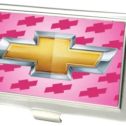 Business Card Holder - SMALL - Chevy Gold Bowtie w/Logo FCG PINK