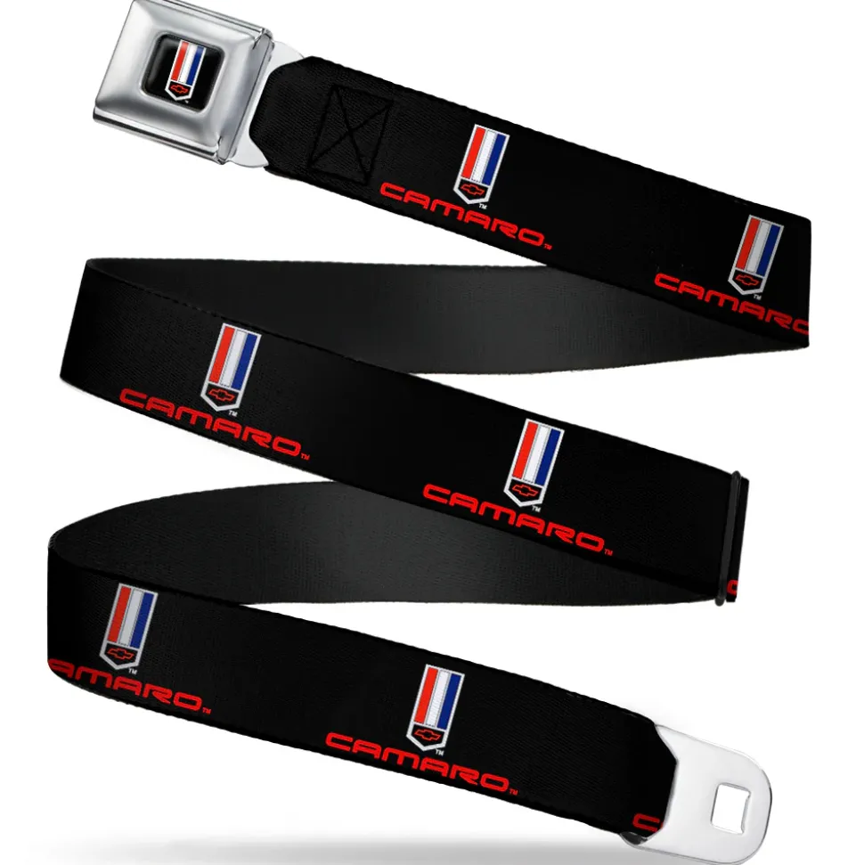 Camaro Badge Full Color Seatbelt Belt - CAMARO Badge Logo REPEAT Webbing