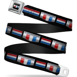 CAMARO Six Badge Full Color Black Silver Red White Blue Seatbelt Belt - CAMARO Six Badge/Stripe Black/Silver/Red/White/Blue Webbing