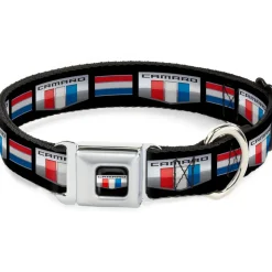 CAMARO Six Badge Full Color Black Silver Red White Blue Seatbelt Buckle Collar - CAMARO Six Badge/Stripe Black/Silver/Red/White/Blue