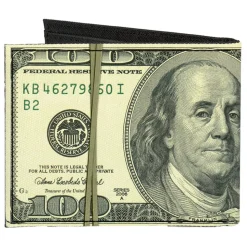 Canvas Bi-Fold Wallet - 100 Dollar Bill Series 2006 w Rubberband