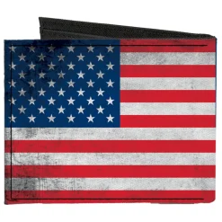 Canvas Bi-Fold Wallet - American Flag Distressed