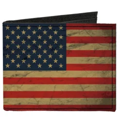 Canvas Bi-Fold Wallet - American Flag Weathered
